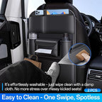 Backseat Car Organizer Leather Back of Seat Car Organizers for Drivers with Large Capacity 6 Storage Pockets Waterproof Kick Mats Seat Back Protector, 2 Pack