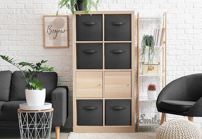 Sorbus Foldable Storage Cubes - 6 Pack, 11 Inch, Black, Fabric, Foldable, Storage and Organization, Versatile Use, Collapsibl