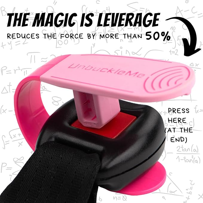UnbuckleMe Car Seat Buckle Release Tool (As Seen on Shark Tank) - Easy Opener Aid for Arthritis, Long Nails, Older Kids - Button Pusher for Infant, Toddler, Convertible Car Seats (2 Pack, Blue & Pink)