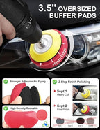 130Pcs Headlight Restoration Kit, 3 Inch Wet Dry Sanding Discs 80-5000 Grit with Drill Attachments & Polishing Pads, Car Head