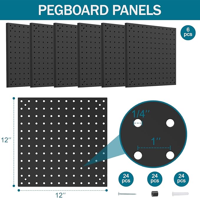 Peg Board Kit, Includes Pegboard and Accessories,with Hooks and Bins,Peg Board Wall Organizer for Office,Ornaments Display,Cr