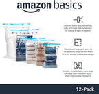 Amazon Basics Vacuum Storage Bags with Hand Pump for Travel, Space Saving Compression Bags for Clothes and Blankets, Clear, 1