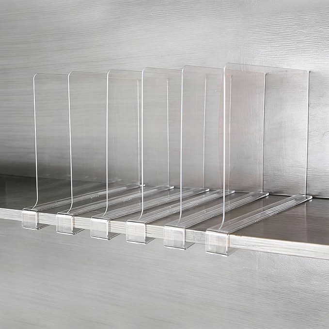 6 Pack Shelf Divider for Closet Acrylic, Clear Purse Organizer for Closet Perfect for Sweater, Shirts, Handbags in Bedroom an
