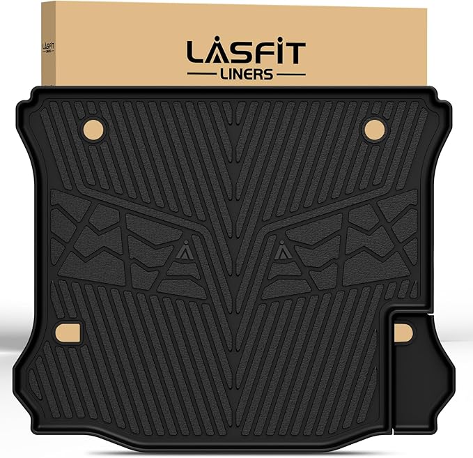 LASFIT Trunk Mat for Jeep Wrangler 2011-2018 JK Unlimited 4-Door Without Subwoofer (NOT for JL or 2-Door) All Weather TPE Custom Fit Cargo Mat Trunk Liner Cargo Liner, Black