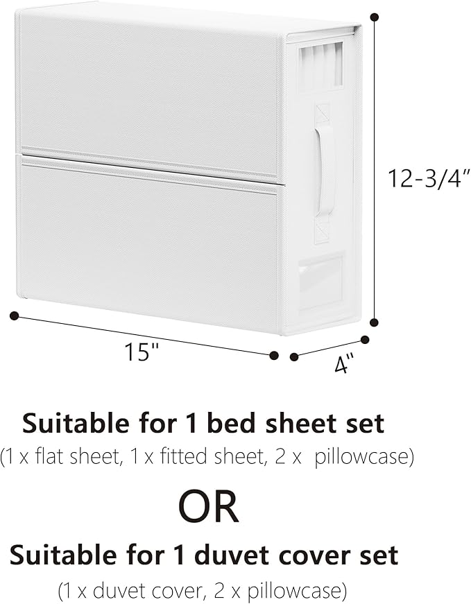 SheetCube Bed Sheet Organizers and Storage 4 Pack, Foldable Linen Closet Organizer with Window and Label, Bedding Folder Stor