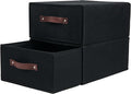 2PCS Closet Drawer Organizer Stackable Fabric Storage Boxes Bins Baskets with Lid PU Leather Handles Foldable Washable Cotton