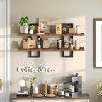HOOBRO Floating Shelves, 15 Inch Wall Shelf Set of 2, Wall Mounted Storage Shelves 2-Tier, Hanging Bathroom Shelves, for Livi