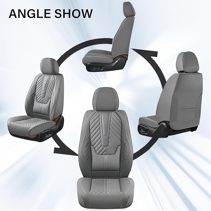 Coverado Front Car Seat Covers, Waterproof Seat Covers with Lumbar Support, Leather Seat Covers, Car Seat Covers Front Seats,