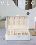 Vlando Jewelry Box Organizer for Women Girl,Lockable Jewelry Case Boxes with 2 Layers,Earrings Necklace,Rings Storage,Gift Bo