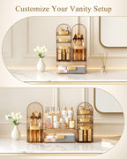 Makeup Organizer Countertop with Drawers & Lid, Skincare Organizer for Vanity, Large Cosmetic Organizer & Display Cases and S