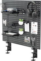 VIVO Steel Clamp-on Desk Pegboard, 30 x 24 inch Privacy Panel, Magnetic Peg Board, Office Accessory Organizer, Above or Below