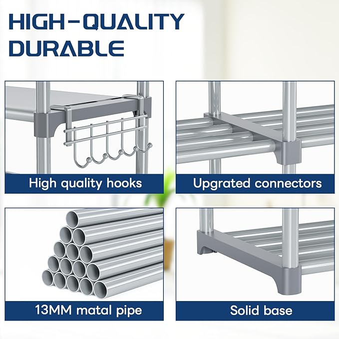 Mavivegue 9 Tiers Tall Shoe Organizer - Vertical Shoe Shelf for 50-55 Pairs, Stackable Racks for Entryway, Closet, Garage - G