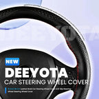DEEYOTA Car Steering Wheel Cover Universal Fit Round Stitch Steering Wheel Wrap Thin PU Leather Steering Wheel Cover Sewn on 