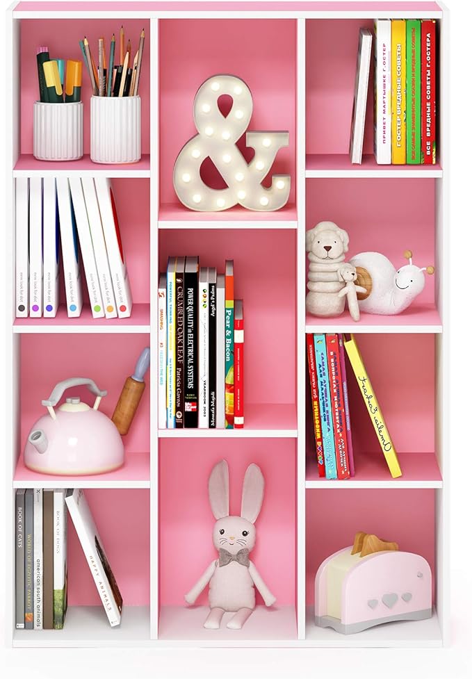 Furinno LUDER Book Shelf, 11-Cube Bookshelf, Reversible Bookcase, 9.4 x 29.1 x 41.7, Easy Assembly, for Living Room, Bedroom,