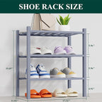Smiry Shoe Rack, 3 Tier Thick Small Bamboo Shoe Organizer, Stackable Free Standing Wooden Shoe Storage Shelf for Closet, Entr