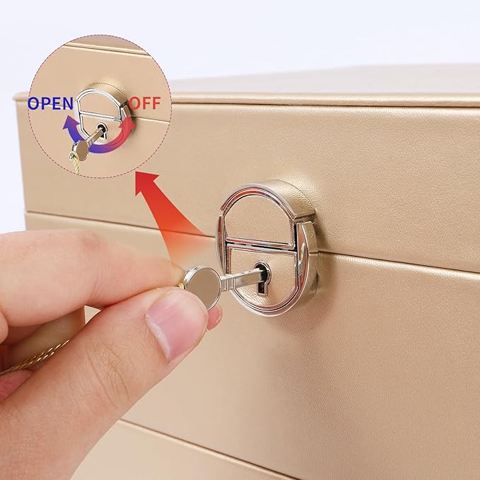 BOOVO Earring Jewelry Box For Women Girl Stud Organizer, 5 Layers Girl Jewelry Organizer Box With Lock Earring Holder Organiz