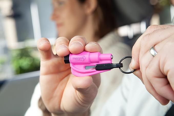 resqme The Original Emergency Keychain Car Escape Tool, 2-in-1 Seatbelt Cutter and Window Breaker, Made in USA, Family Pack o