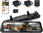 WOLFBOX G900 Tripro Bumper Version 3 Channel 4K Mirror Dash Cam, 8MP STARVIS 2 IMX678 Night Vision, 4K+2.5K+1080P Front and R