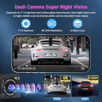 Dash Cam Front and Rear, Dash Cam 4K WiFi/APP Control Dashcam W/ 64GB Card Dash Camera for Cars DVR Car Security Cameras W/Loop Recording G-Sensor Time-Lapse Parking Mode Car Dashcam USB Powered