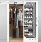 SLEEPING LAMB Over The Door Shoe Organizer for Closet with Large Deep Pockets, Narrow Shoe Rack for Door Hanging Boots Storag