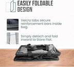 Extra Large Utility Tote Bag - Oversized Collapsible Tote with Wire Frame, Durable Reusable for Beach, Groceries, Laundry, Car Trunk, Storage and Travel - Includes 5x7 Bag with Hook - Black