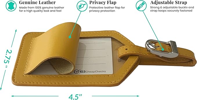 Personalized Monogrammed Leather Luggage Tags - 2 Pack