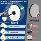 20" HD Acrylic Convex Mirror - 160 Adjustable Wide Angle View, Leather Frame & ABS Back, Blind Spot Mirror for Indoor/Outdoor Use in Garage, Warehouse, Driveway, Store & Office Security