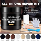Leather Recoloring Balm - Black Leather Repair Kit for Furniture, Dye, Recolor, Renew, Repair & Restore Aged, Faded, Cracked,