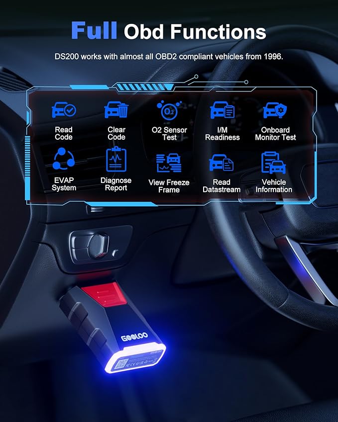 GOOLOO DEEPSCAN DS200 OBD2 Scanner Diagnostic Tool, Bluetooth Wireless All System Diagnostics for iOS & Android,