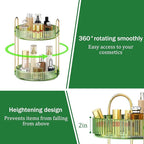 MOKANI 360 Rotating Makeup Organizer for Vanity, 2 Tier Adjustable Perfume Organizer for Dresser, Multi-Function Spinning Cos