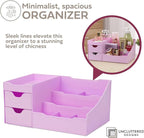 Uncluttered Designs Makeup Organizer With Drawers - Modern Countertop Storage for Cosmetics - Chic Vanity Holder for Perfume,