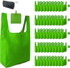BeeGreen Christmas Green Reusable Grocery Bags Dark Green Reusable Kitchen Bags Bulk Foldable-Machine Washable with Zipper Storage Pouch 50 Packs