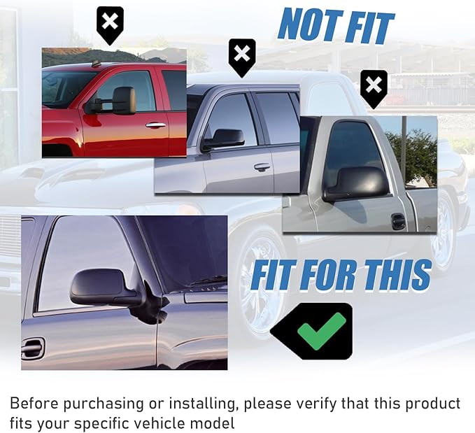 AUCERAMIC Chrome Mirror Cover Caps Fit 1999-2007 for Chevy Silverado Suburban Tahoe Avalanche 1999-2006 for GMC Sierra Yukon 2002-2006 for Cadillac Escalade (Stick-on Overlay)