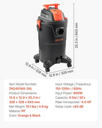VEVOR Shop Vac, 8 Gallon Wet Dry Shop Vacuum, 4.5 Peak HP Portable with One-Button Self-Cleaning, Dual-Filter, 900W Input Pow