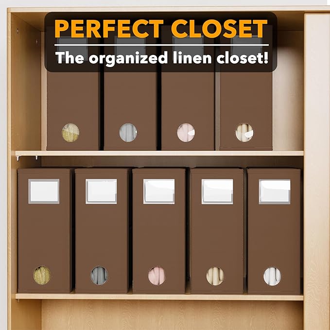SpaceAid 9 Pack Bed Sheet Organizers and Storage, Foldable Sheet Organizer with Window for Linen Closet, Set Folder Keeper fo