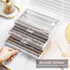 YUFONG Necklace Holder Organizer, Dustproof Necklace Box Velvet Necklace Organizer Box with Lid Clear Acrylic Dustproof Stack