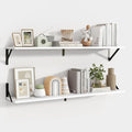 Axeman 40 Inch Floating Shelves | 8 Inch Deep White Wall Shelves Set of 2 | 39.4" W x 8" D Rustic White Wood Shelves for Bath