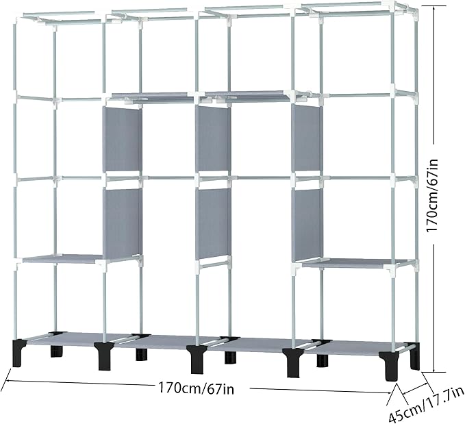 Non-Woven Wardrobe, No Tools Required, Large Capacity, Easy Assembly, Movable, Storage Rack, Waterproof, Dustproof, Stain Res