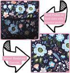 NGIL Extra Large Utility Tote Reusable Grocery Bag Oversized Collapsible for Groceries, Storage, Picnic, Beach (Pastel Floral-Navy)