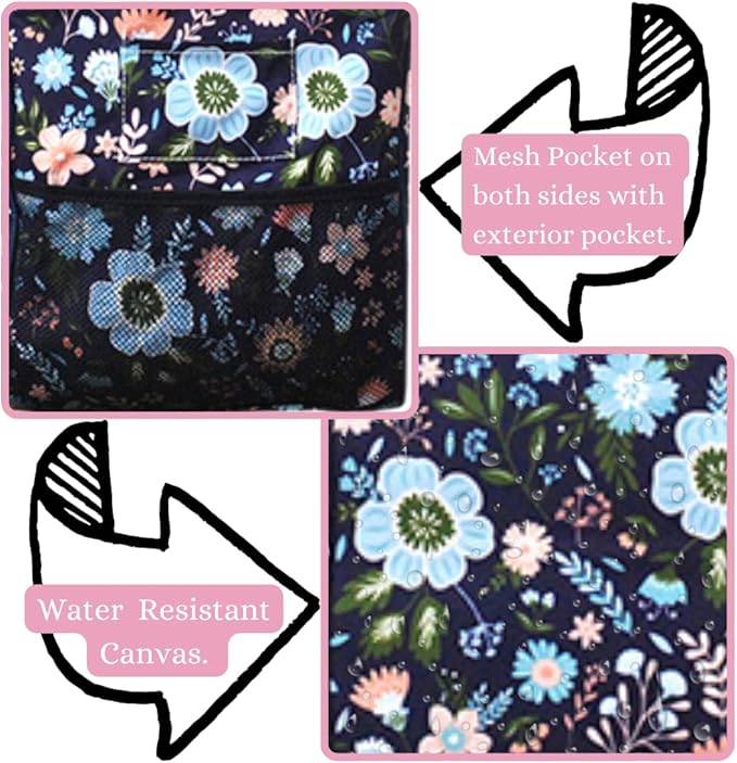 NGIL Extra Large Utility Tote Reusable Grocery Bag Oversized Collapsible for Groceries, Storage, Picnic, Beach (Pastel Floral-Navy)