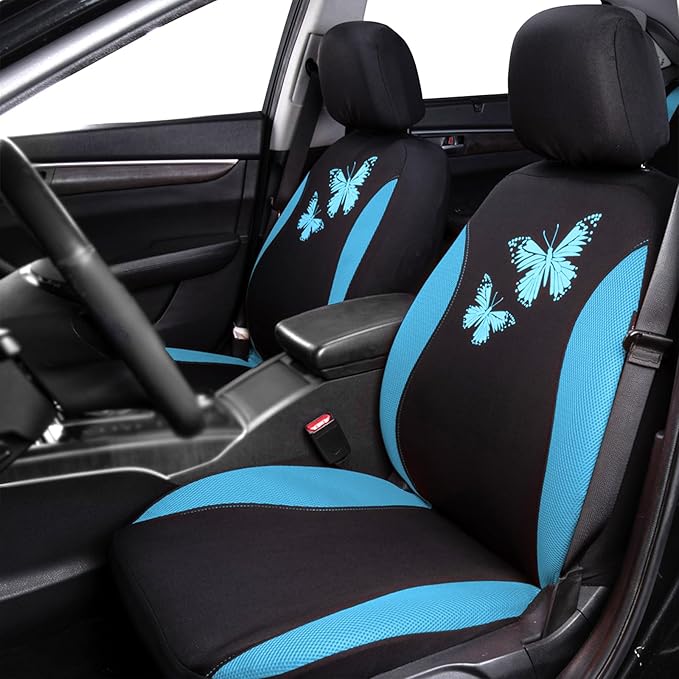 Flying Banner Butterfly car seat Covers ful Set Fashion Universal Lady Woman Female Rear Bench Split Colorized (Full Set, Min
