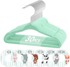 VIS'V Baby Hangers, 11 Inch Velvet Kids Hangers with 6 Pcs Clothes Size Dividers, Infant Toddler Nursery Closet Organization,