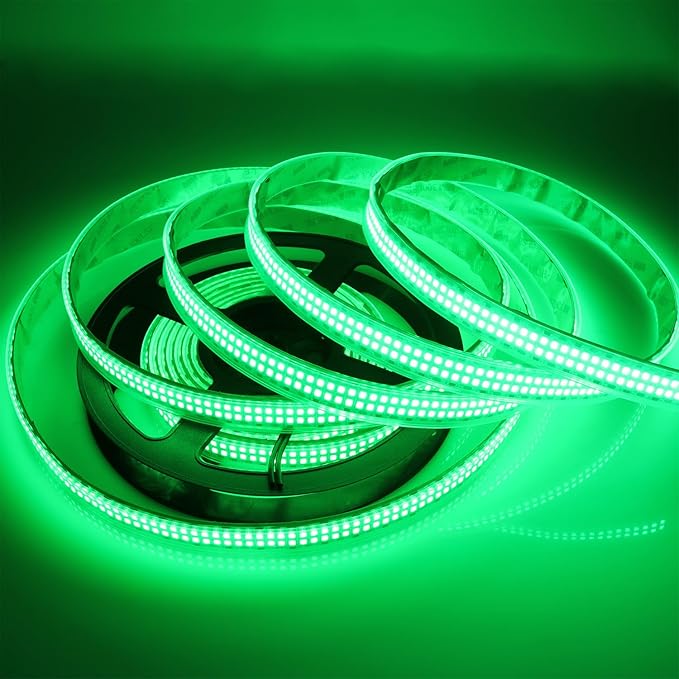 Outdoor Green 12V LED Strip Lights 16.4ft, Double Row Super Bright 2400 LEDs Waterproof IP67, Dimmable Flexible Tape Lights for Outdoor, Truck, RV, and Boat Lighting