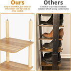 LUCKNOCK Vertical Shoe Rack, 8-Tier Tall Narrow Shoe Organizer for Entryway, Closet, Dorm & Small Spaces, Freestanding Wooden