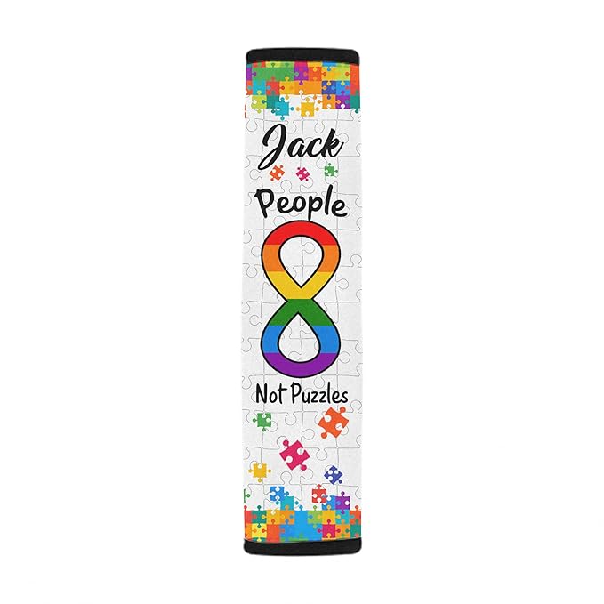 People Not Puzzles Autism Awareness Seat Belt Cover for Kid Family Special Need Autistic Medical Alert Car Cushion Cover Support Autism Gift Personalized Name 36
