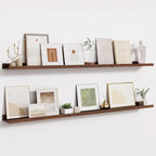 Fun Memories Picture Ledge Shelves Set of 2-55 Inch Shelves with Lip - Large Nursery Bookshelf for Storage - Floating Shelf W