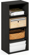 Furinno Basic Book Shelf, 4-Tier Bookcase with Open Shelf, Bookshelf, Cube Storage Organizer, 11 x 17 x 35, for Living Room, 