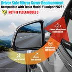 Jaronx Compatible with Tesla Model Y Juniper Mirror Cover Replacement 2025 2026, Left Driver Side Clip-on Rear View Mirror Cover Cap for Tesla Model Y Juniper Accessories 1963538-D4-B (Solid Black)