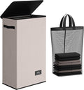 SOLEDI Slim Laundry Hamper with Lid, Narrow Laundry Basket with Removable Bags, Dirty Clothes Hamper with handle, Small Hampe