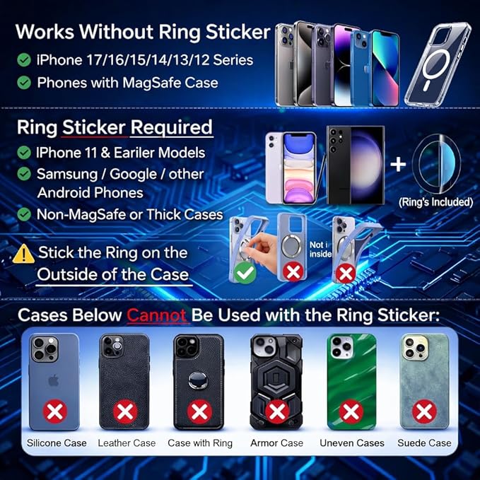 360 Adjustable Vacuum Magnetic Phone Holder for Car Dashboard – Suction Cup Magnetic Car Phone Mount for iPhone 17 Pro Max, Universal Hands Free Magnetic Cell Phone Holder